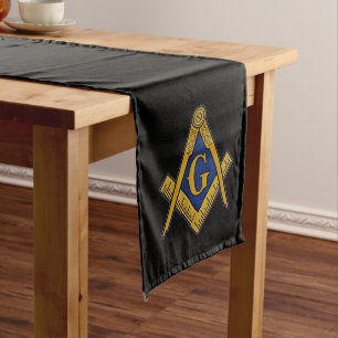 Freemason Masonic Masonry Square and Compass Long Table Runner