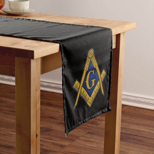 Freemason Masonic Masonry Square and Compass Long Table Runner (In Situ)
