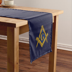 Freemason Masonic Masonry Square and Compass Long Table Runner