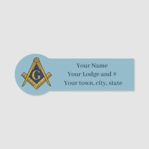 Freemason Masonic Masonry Square and Compass Name Tag