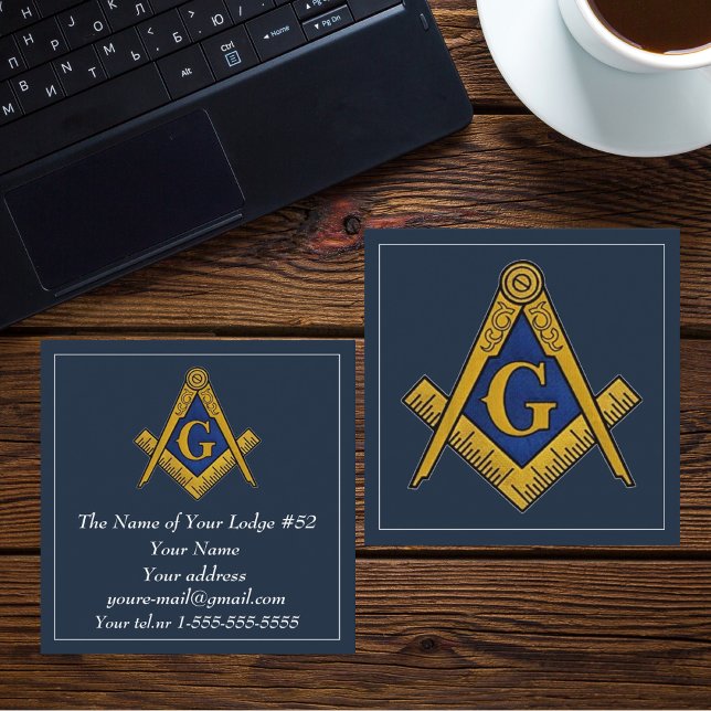 Freemason Masonic Masonry Symbol Blue Square Business Card (Creator Uploaded)