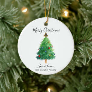 Freemason Masonic Pine Merry Christmas Tree Ceramic Tree Decoration