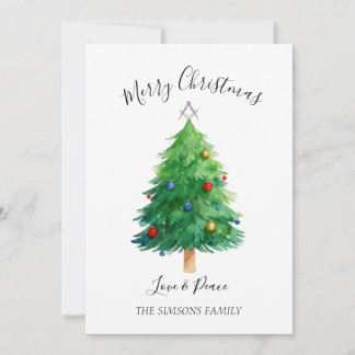 Freemason Masonic Pine Merry Christmas Tree  Holiday Card