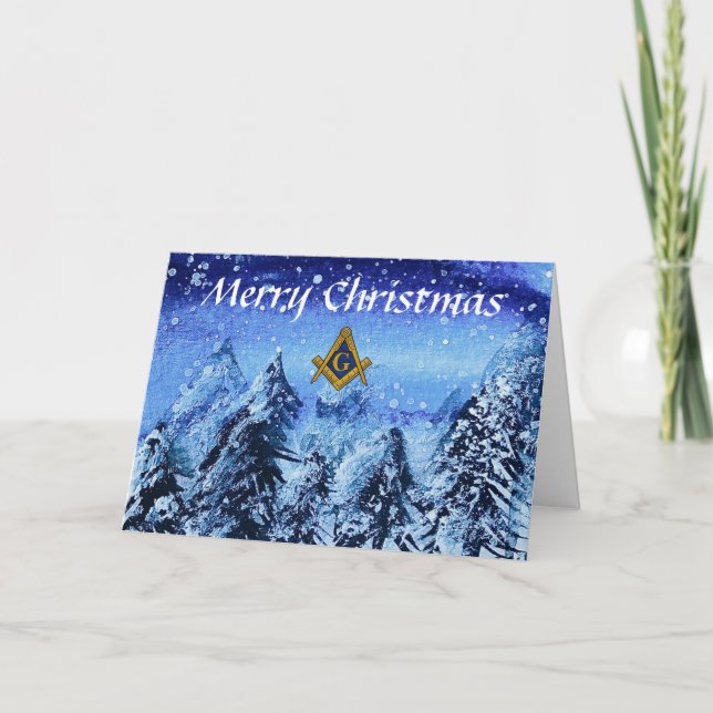 Freemason Masonic Square and Compass Christmas Thank You Card (Front)