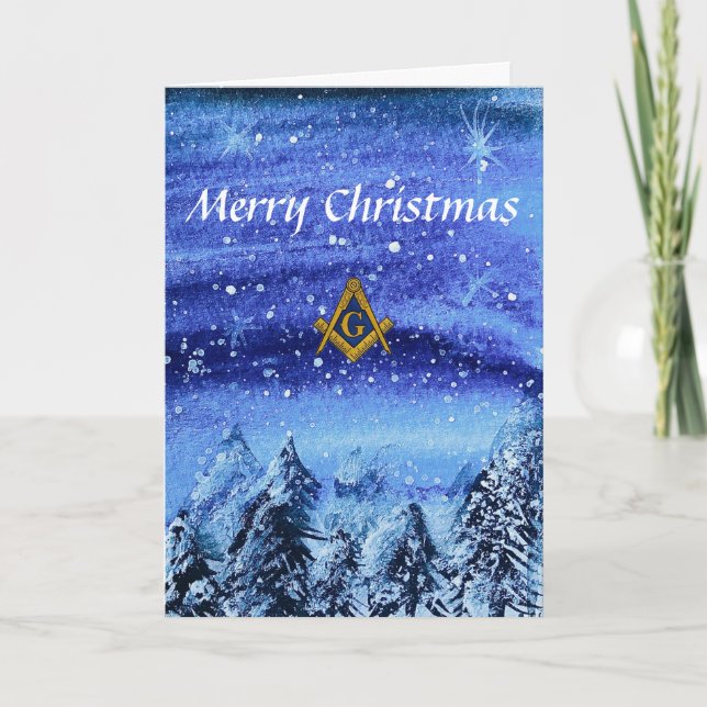 Freemason Masonic Square and Compass Christmas Thank You Card (Front)
