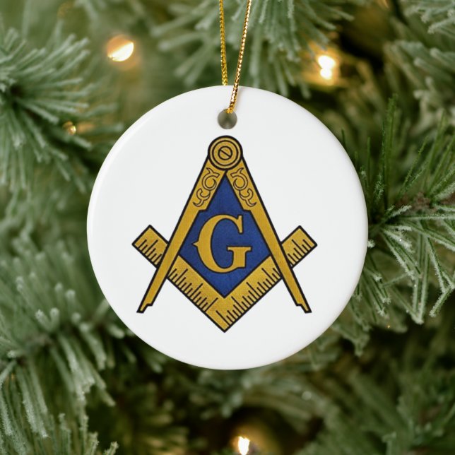 Freemason Masonic Square and Compass Freemasonry Ceramic Tree Decoration (Tree)