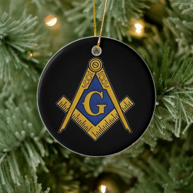 Freemason Masonic Square and Compass Freemasonry Ceramic Tree Decoration (Tree)