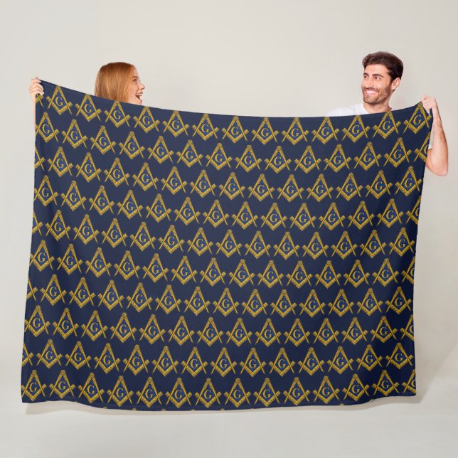 Freemason Masonic Square and Compass Freemasonry Fleece Blanket (In Situ)