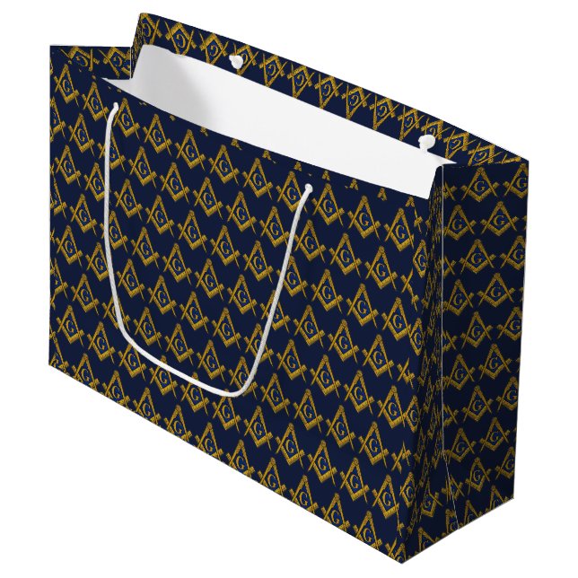 Freemason Masonic Square and Compass Freemasonry Large Gift Bag (Front Angled)