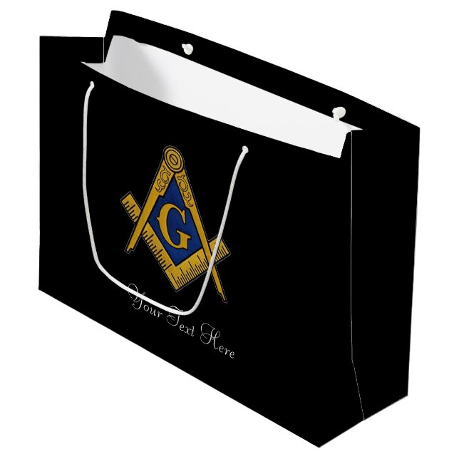 Freemason Masonic Square and Compass Freemasonry Large Gift Bag (Front Angled)
