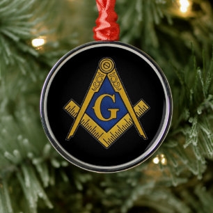 Freemason Masonic Square and Compass Freemasonry Metal Tree Decoration