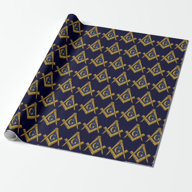Freemason Masonic Square and Compass Freemasonry W Wrapping Paper (Unrolled)