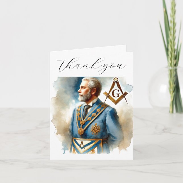 Freemason Masonic Square and Compass Thank you  Card (Front)