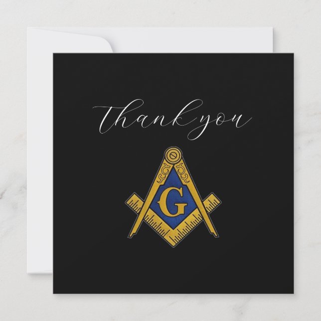 Freemason Masonic Square and Compass Thank you  Card (Front)