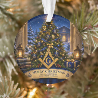 Freemason Masonic Watercolor Christmas Tree Ornament