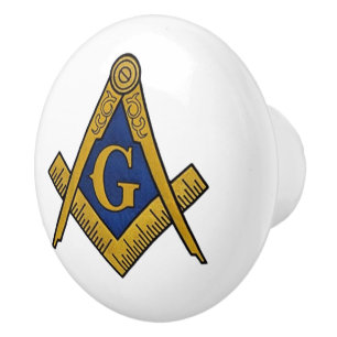 Freemason Masonic White and gold Ceramic Knob