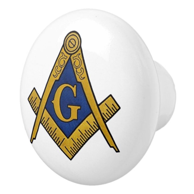 Freemason Masonic White and gold Ceramic Knob (Right)