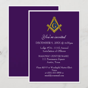 Freemason Masonry Black Masonic Purple Invitation