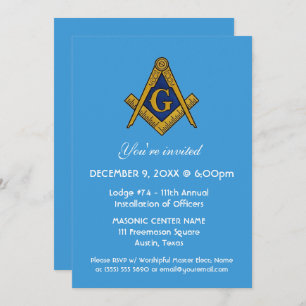 Freemason Masonry Blue Square and Compass Invitation
