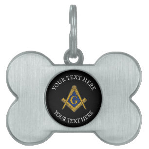 Freemason Masonry Masonic Black Square and Compass Pet ID Tag