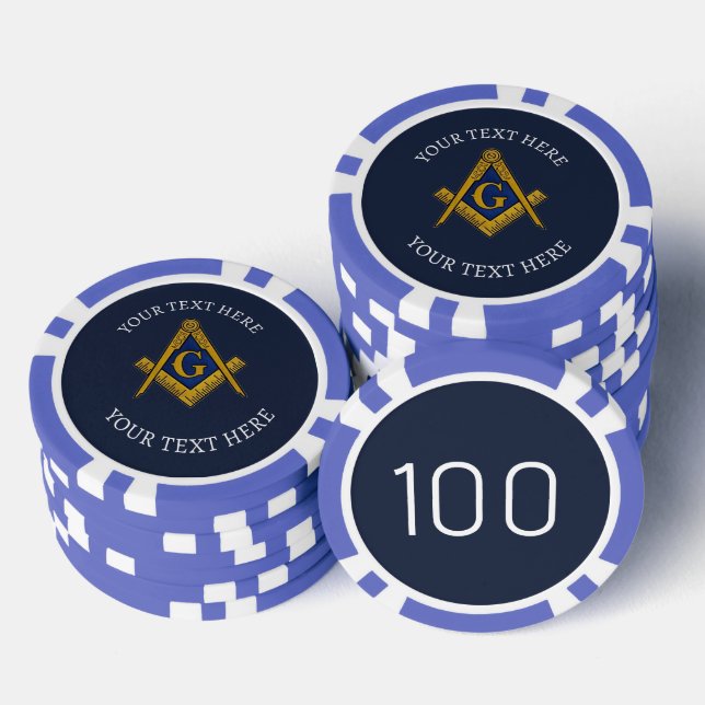 Freemason Masonry Masonic Navy Square and Compass Poker Chips (Stack)