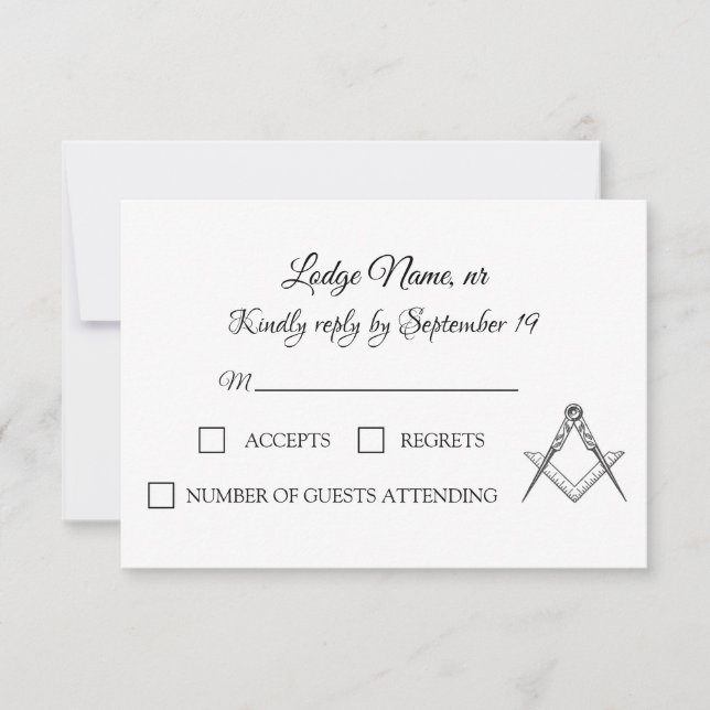 Freemason Masonry Masonic RSVP Card (Front)