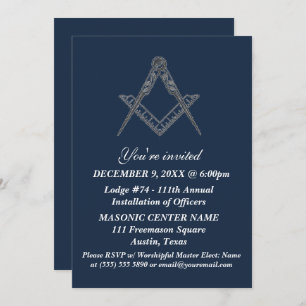 Freemason Masonry Navy Blue Masonic Invitation