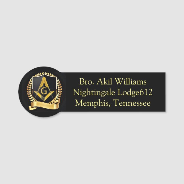 Freemason Name Tag  (Front)