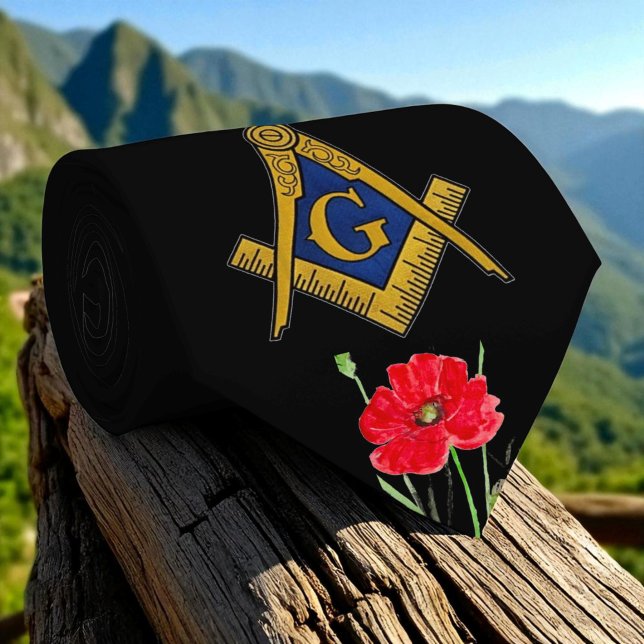 Freemason Poppy Watercolor Masonic  Tie (Creator Uploaded)