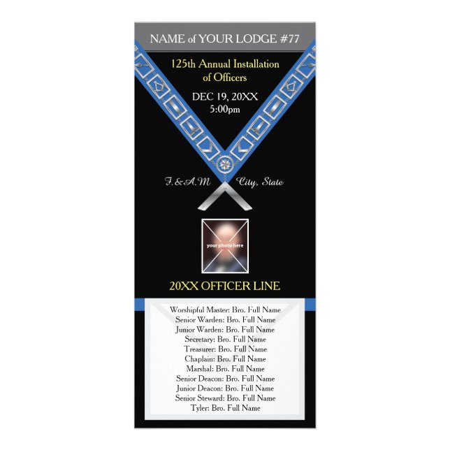 Freemason Program Guide - Installation of Officers Rack Card (Front)