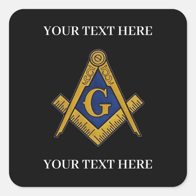 Freemason Square and Compass Masonic Masonry Square Sticker (Front)