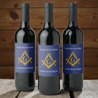 Freemason Square and Compass Masonic Masonry Wine Label