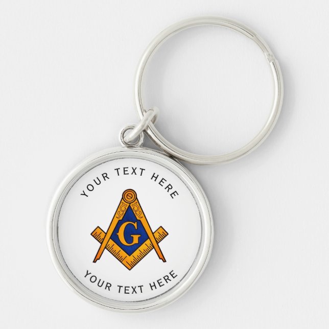 Freemason Square and Compass Masonry Masonic  Key Ring (Front)