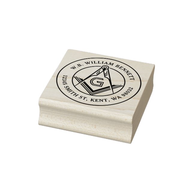 Freemason Square Compass Masonic Return Address Rubber Stamp (Stamp)