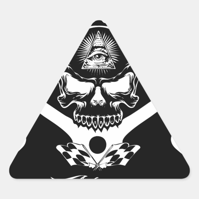 Freemason-Widows-Sons-Masonic-Hotrod-Logo-20160407 Triangle Sticker (Front)
