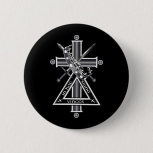 Freemasonic cross 6 cm round badge