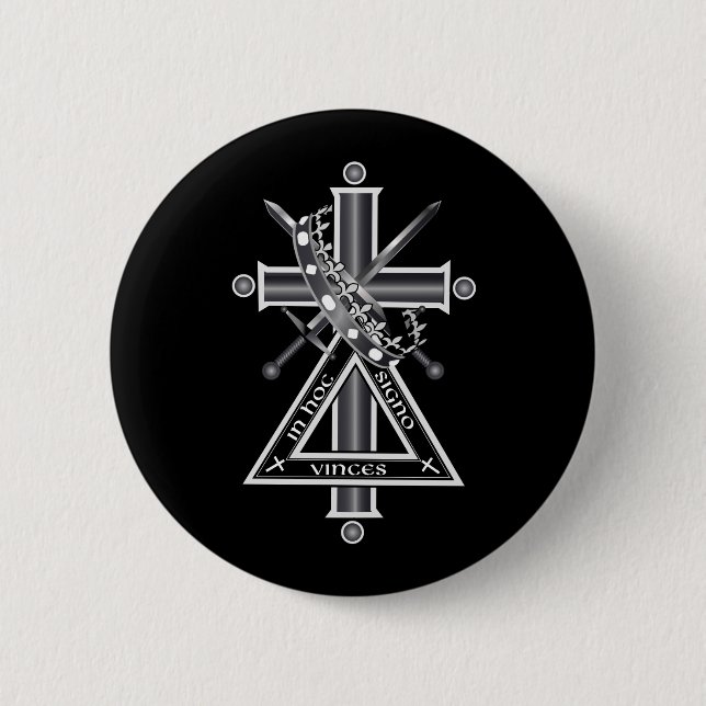 Freemasonic cross 6 cm round badge (Front)