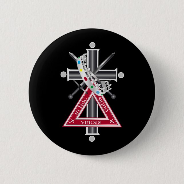 Freemasonic cross 6 cm round badge (Front)