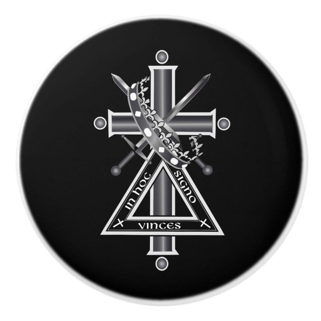 Freemasonic cross ceramic knob (Front)