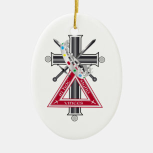Freemasonic cross ceramic tree decoration