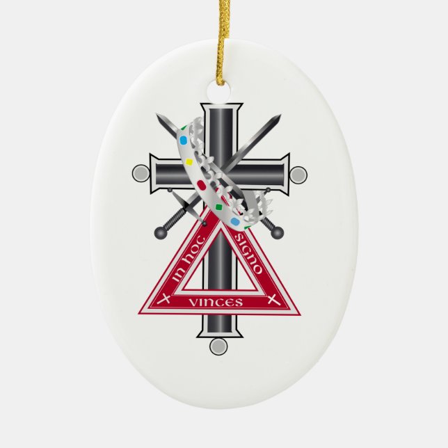 Freemasonic cross ceramic tree decoration (Front)