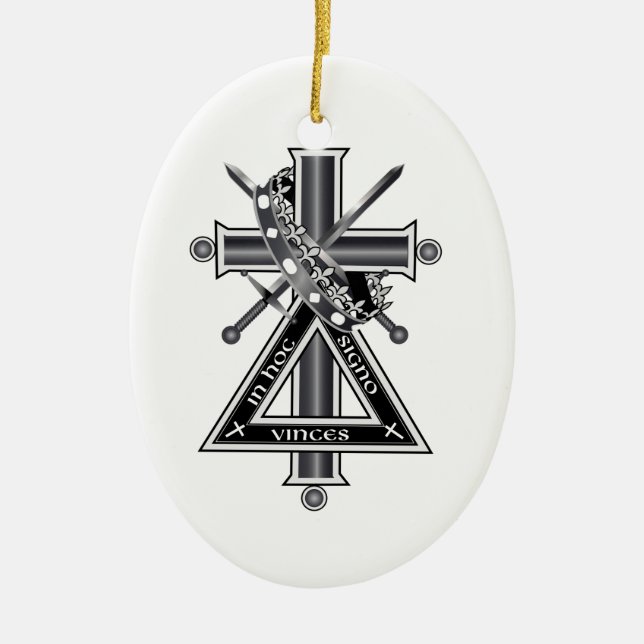 Freemasonic cross ceramic tree decoration (Front)