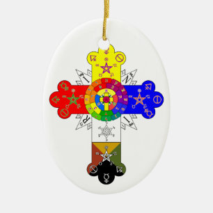 Freemasonic Rosy Cross Ceramic Tree Decoration