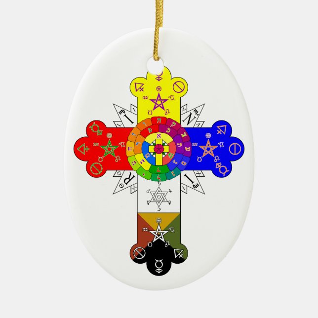 Freemasonic Rosy Cross Ceramic Tree Decoration (Front)