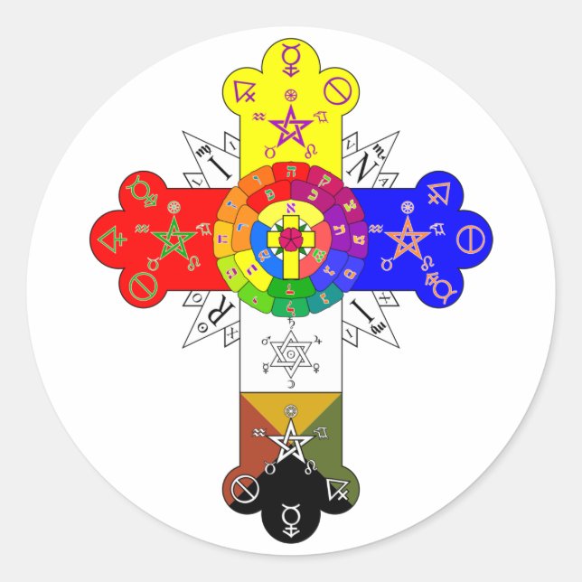 Freemasonic Rosy Cross Classic Round Sticker (Front)