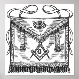 Freemasonry Blue Lodge Apron Poster