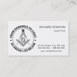 Freemasonry emblem business card