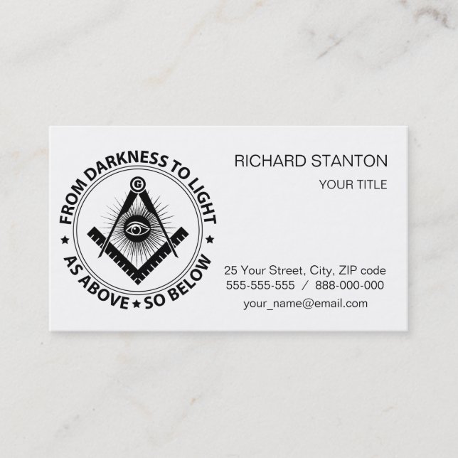 Freemasonry emblem business card (Front)