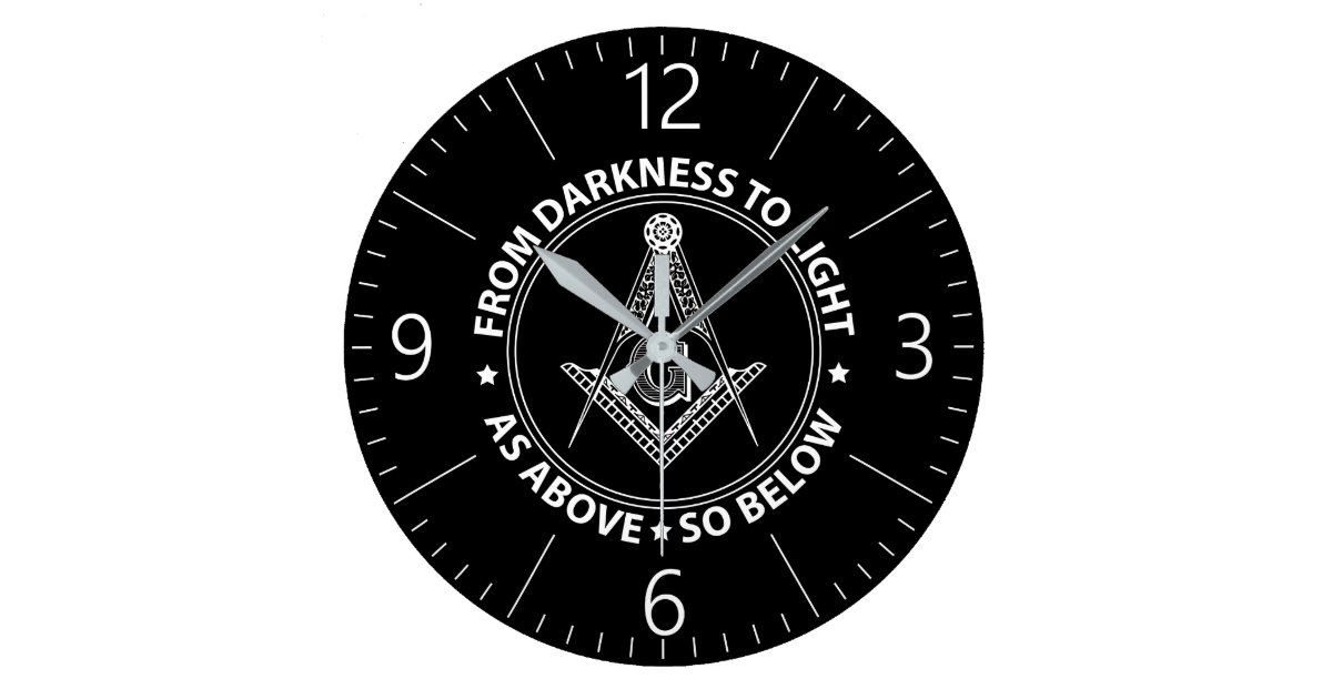 Freemasonry emblem large clock Zazzle.co.uk
