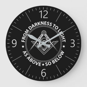 Freemasonry emblem large clock